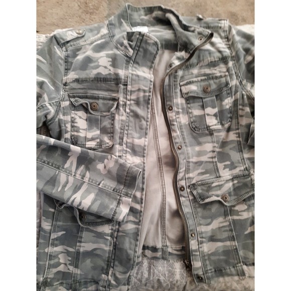 Womens Kensie Grn Camo zip frt 5 pocket jkt sz Med - Picture 5 of 6